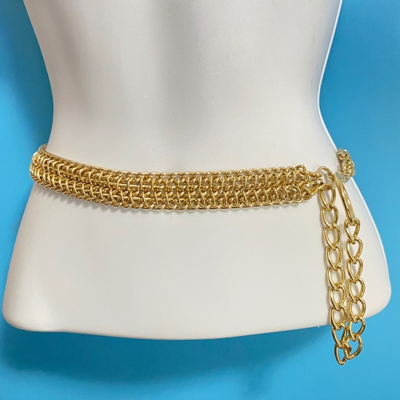 Metal Gold Tone ChainMesh Belt With Long Dangle - Picture 5 of 9